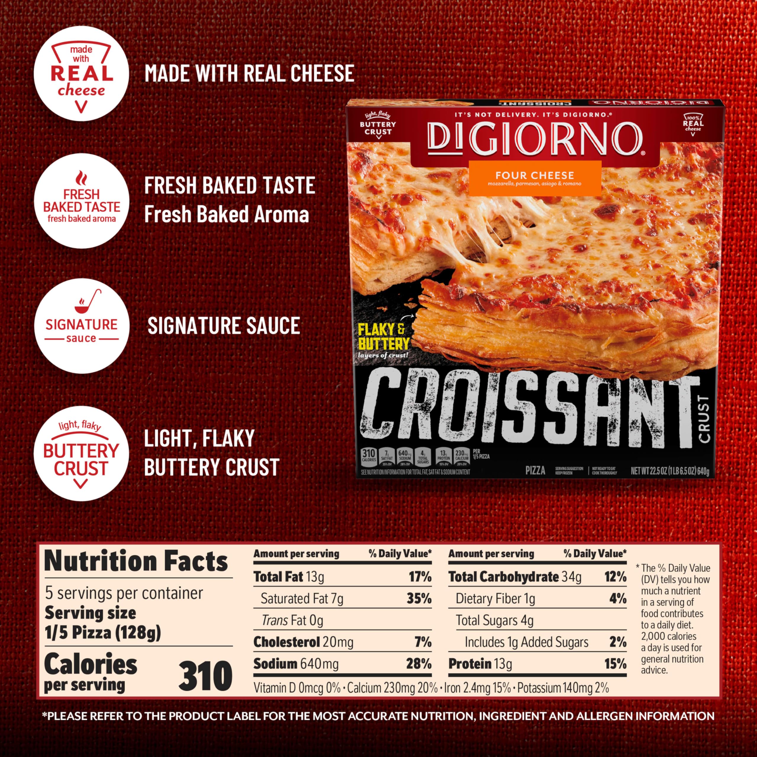 Amazon.com: Digiorno Frozen Pizza, Four Cheese Croissant Crust
